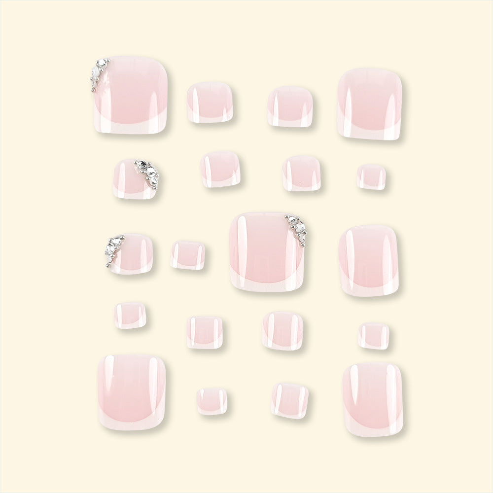 No.285 Pure Pink Diamond Toenail Patch 24pcs/Set