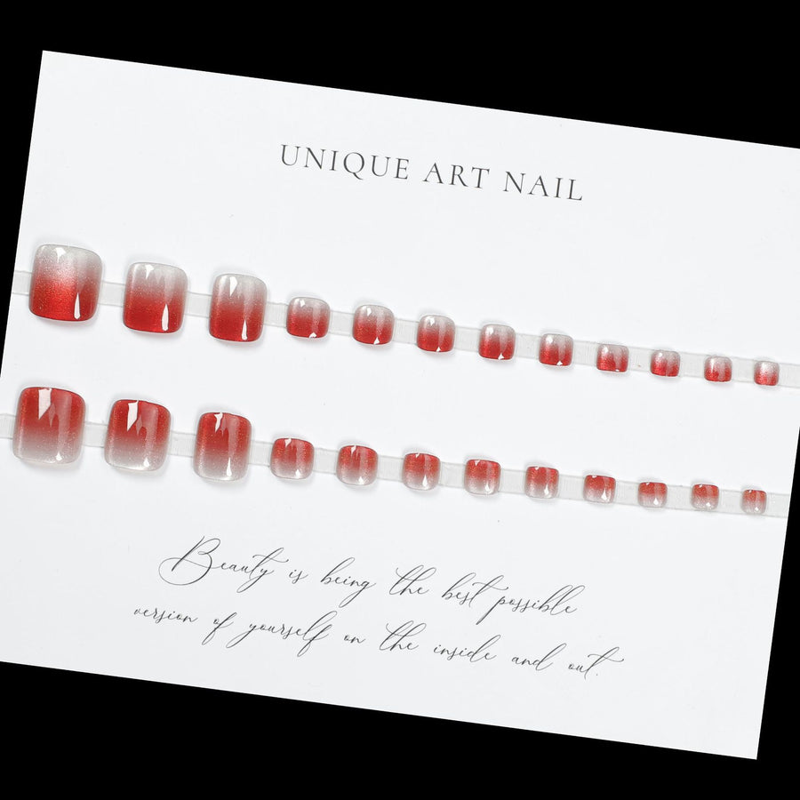 Gradient Cat Eye Red Toenail Patch 24pcs/Set