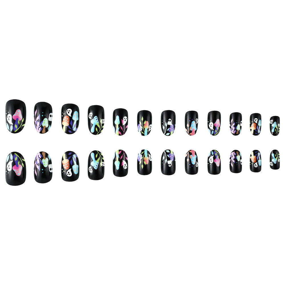 No.AW23 Halloween Ghost Face Mushroom Fingernails Patch 24pcs/Set