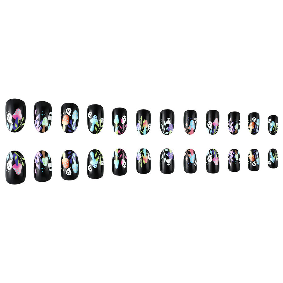 No.AW23 Halloween Ghost Face Mushroom Fingernails Patch 24pcs/Set