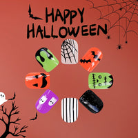 No.AW17 Halloween Short Glossy Bat Ghost Spider Fingernails Patch 24pcs/Set