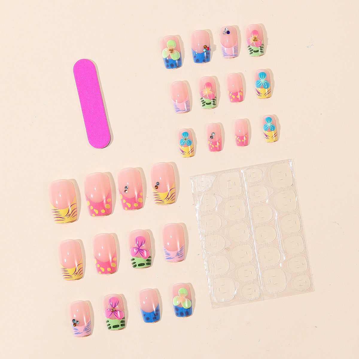 No.F666 Flower Fingernails Patch 24pcs/Set