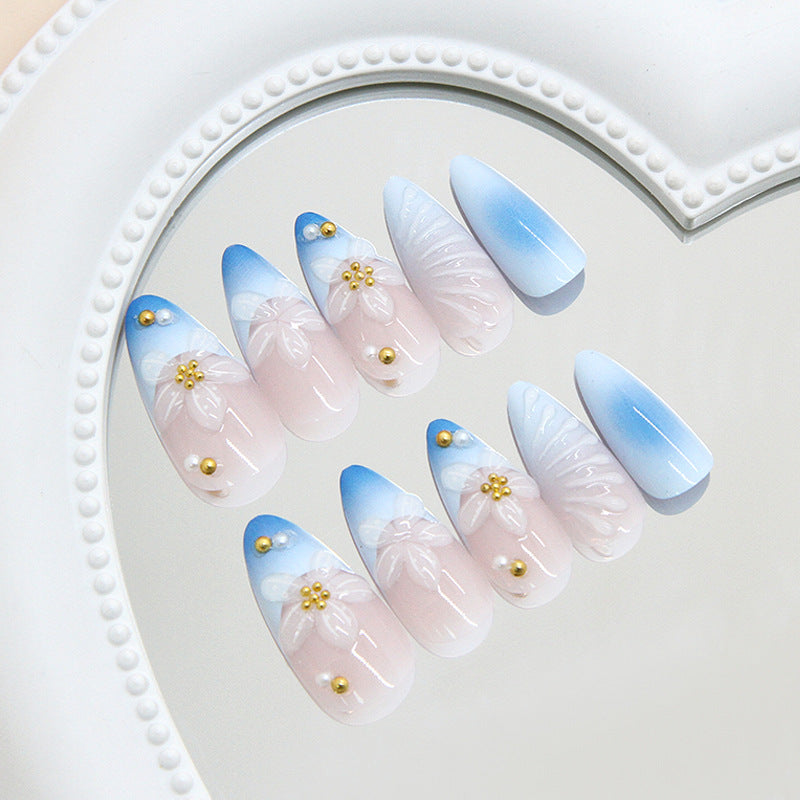 No.F445 Fresh Blue Fingernails Patch 24pcs/Set