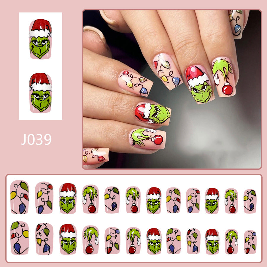 No.CM46 Christmas Colorful Fingernails Patch 24pcs/Set