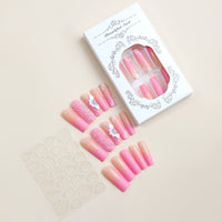 No.VN15 Pink Diamonds Fingernails Patch 24pcs/Set