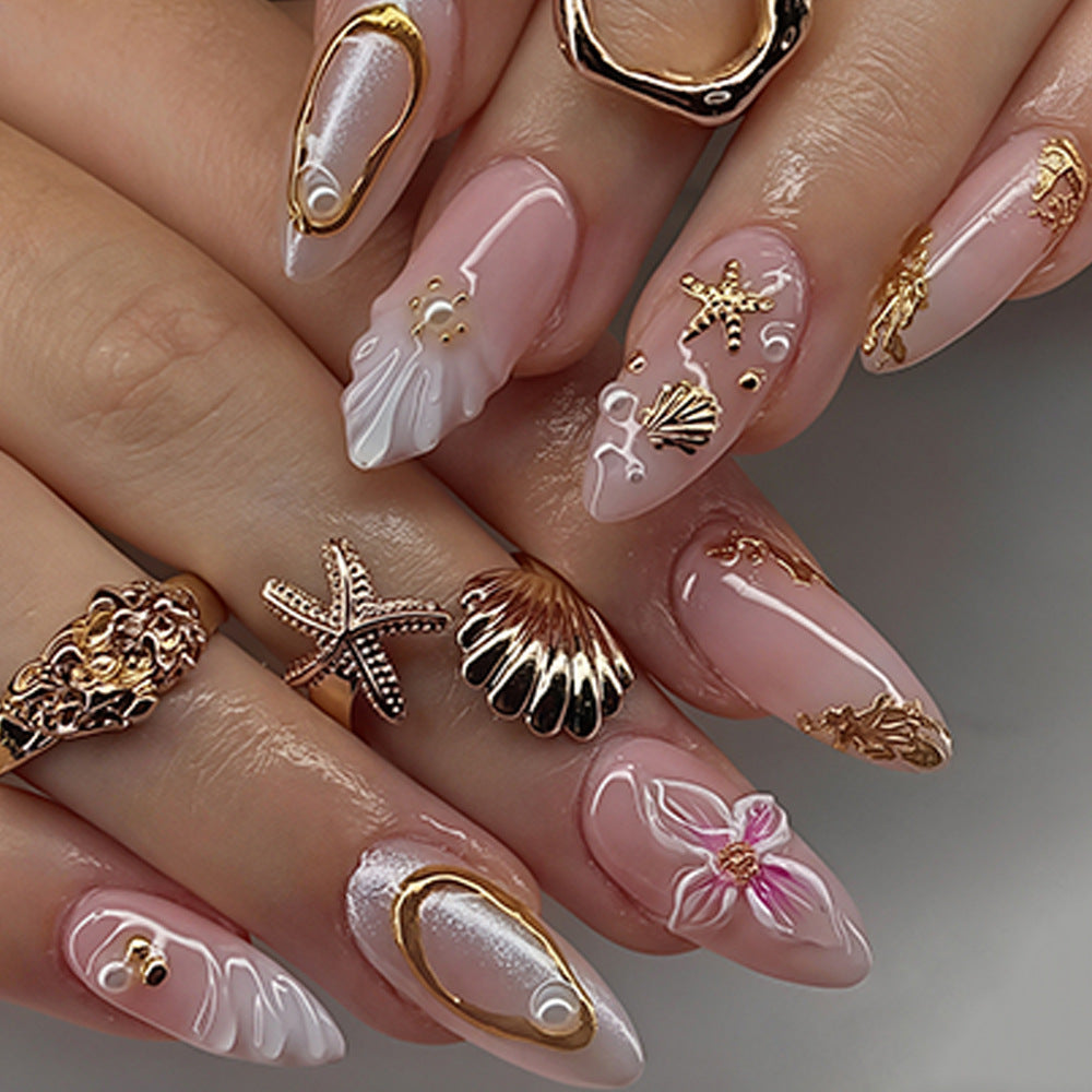 No.F749 Seashell Starfish Fingernails Patch 24pcs/Set