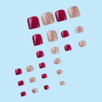 No.174 Cherry Glitter Nail Art Toenails Patch 24pcs/Set