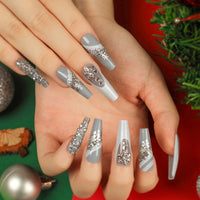 No.CM18 Christmas Flash Diamond Fingernails Patch 24pcs/Set