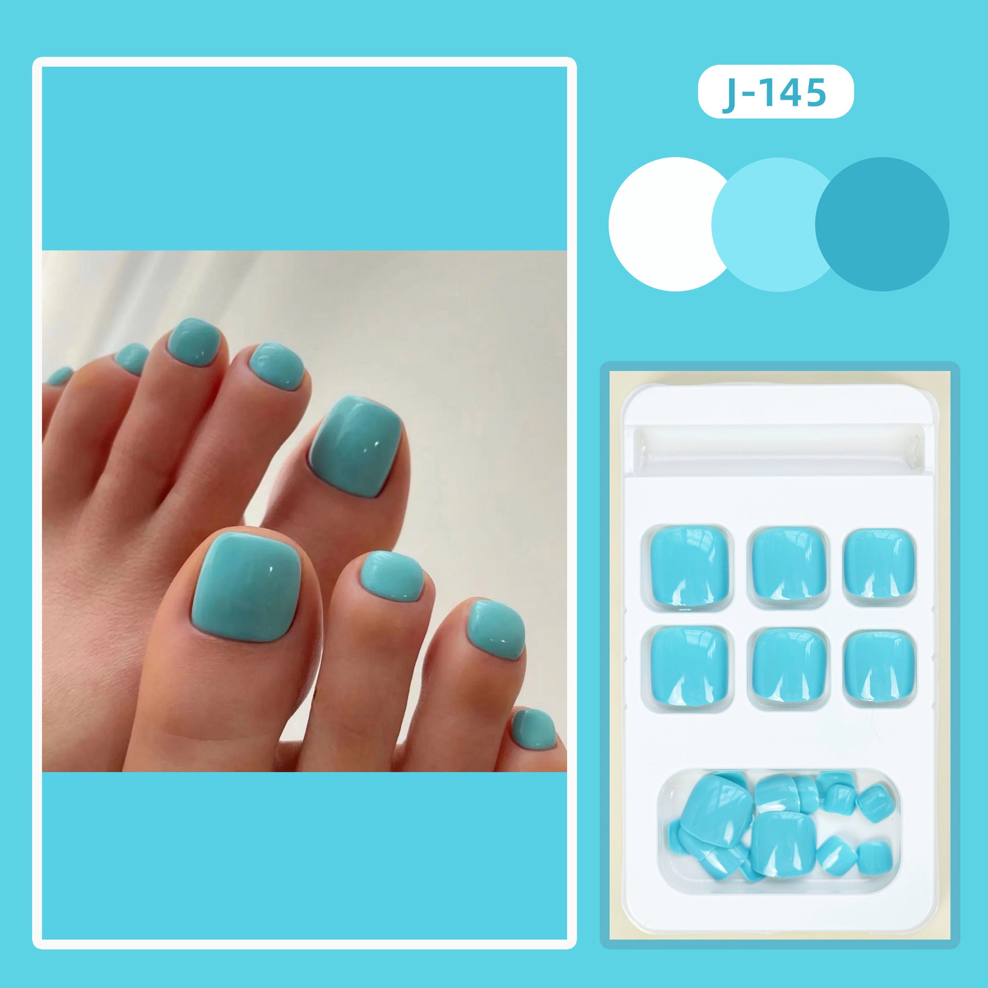 No.824 Lake Blue Toenails Patch 24pcs/Set