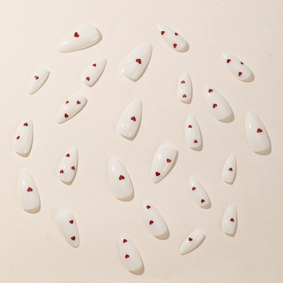 No.VN42 White Love Fingernails Patch 24pcs/Set