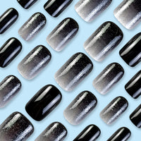 No.F48 Black&White Gradient Fingernails Patch 24pcs/Set