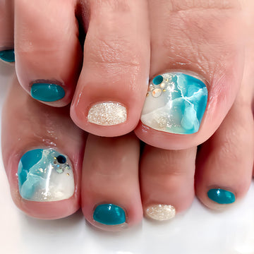 No.493 Blue Sand Beach Toenails Patch 24pcs/Set