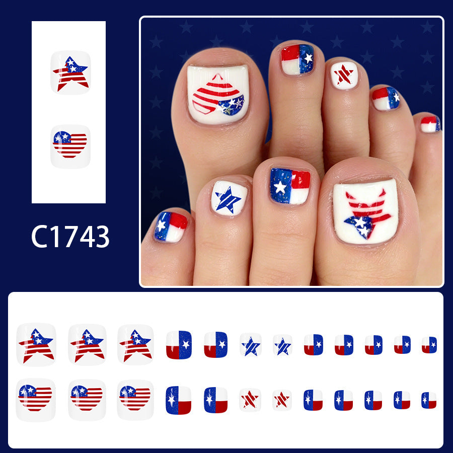 No.JNU13 Heart-shaped Flag Toenails Patch 24pcs/Set