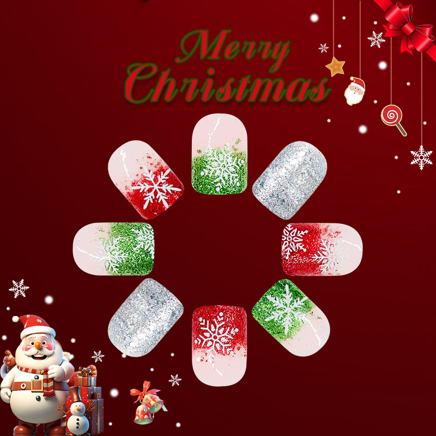 No.CM78 Christmas Glitter Fingernails Patch 24pcs/Set