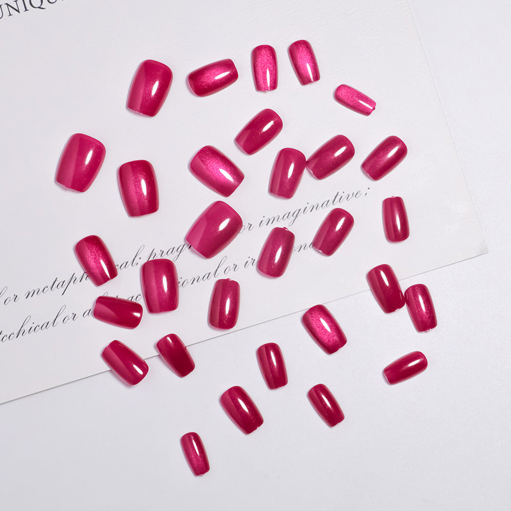 No.F669 Rose Red Cat's Eye Fingernails Patch 24pcs/Set