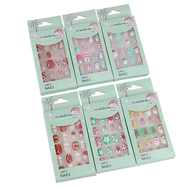 No.KD10 Christmas Mini Kids Press on Fingernails 24pcs/Set