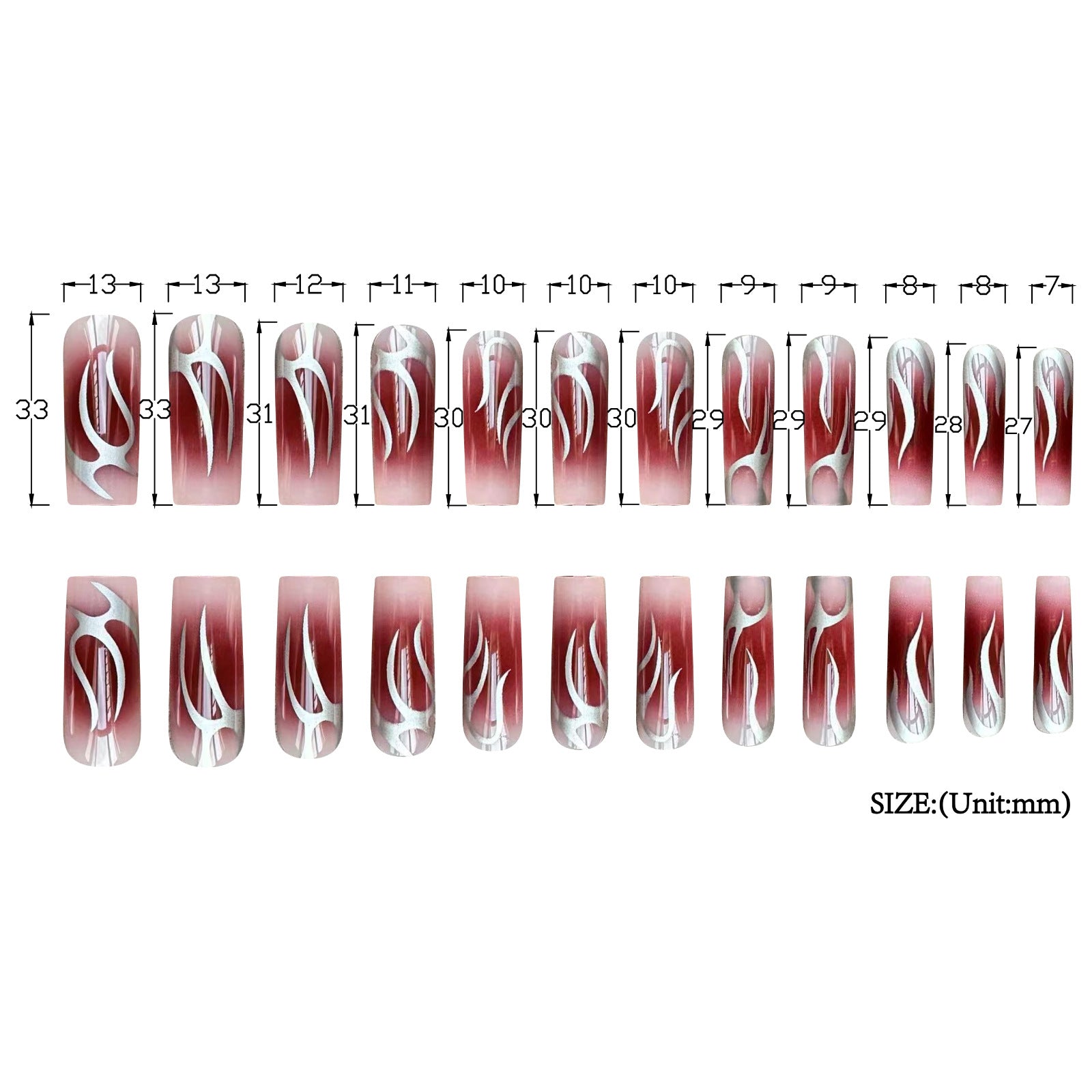 No.AW87 Halloween Red Fingernails Patch 24pcs/Set