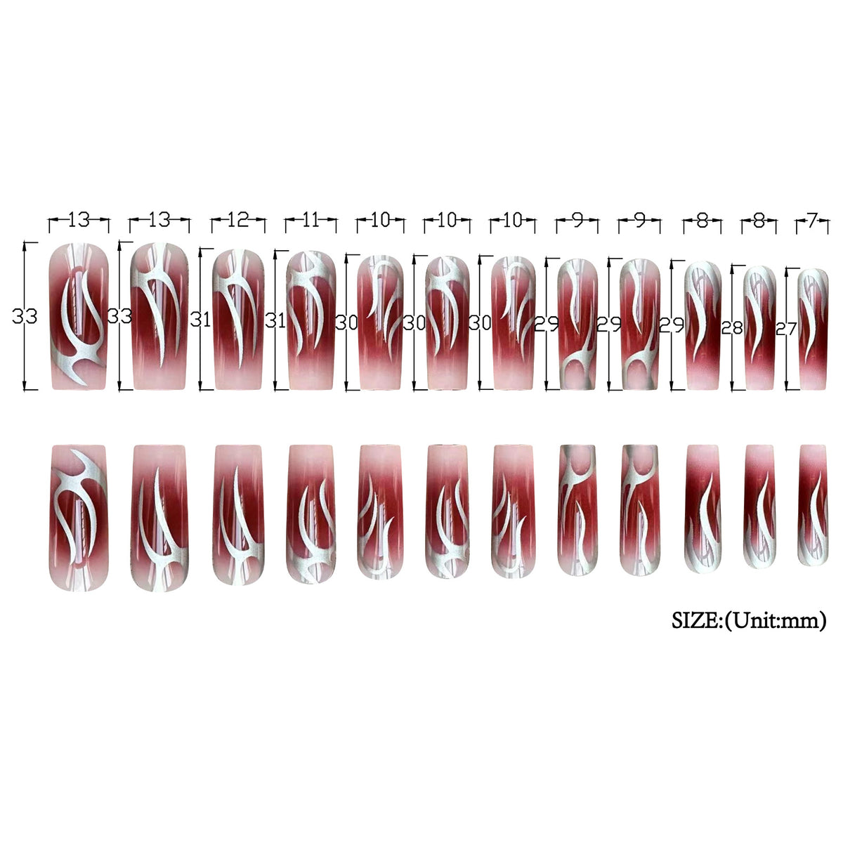 No.AW87 Halloween Red Fingernails Patch 24pcs/Set