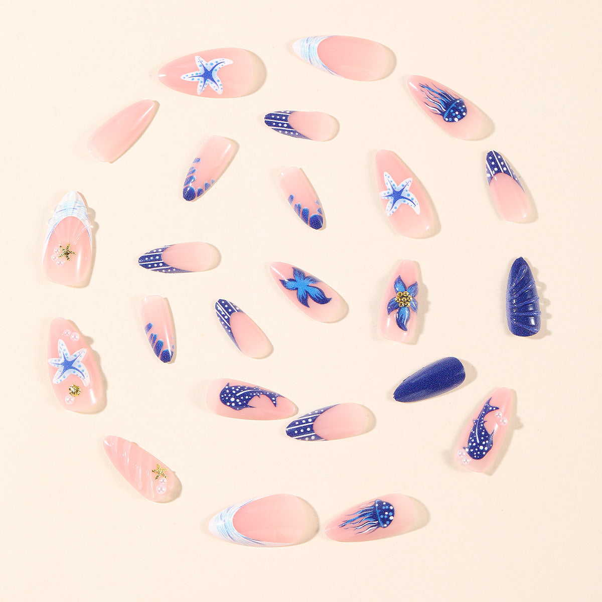 No.BH21 Beach Fingernails Patch 24pcs/Set