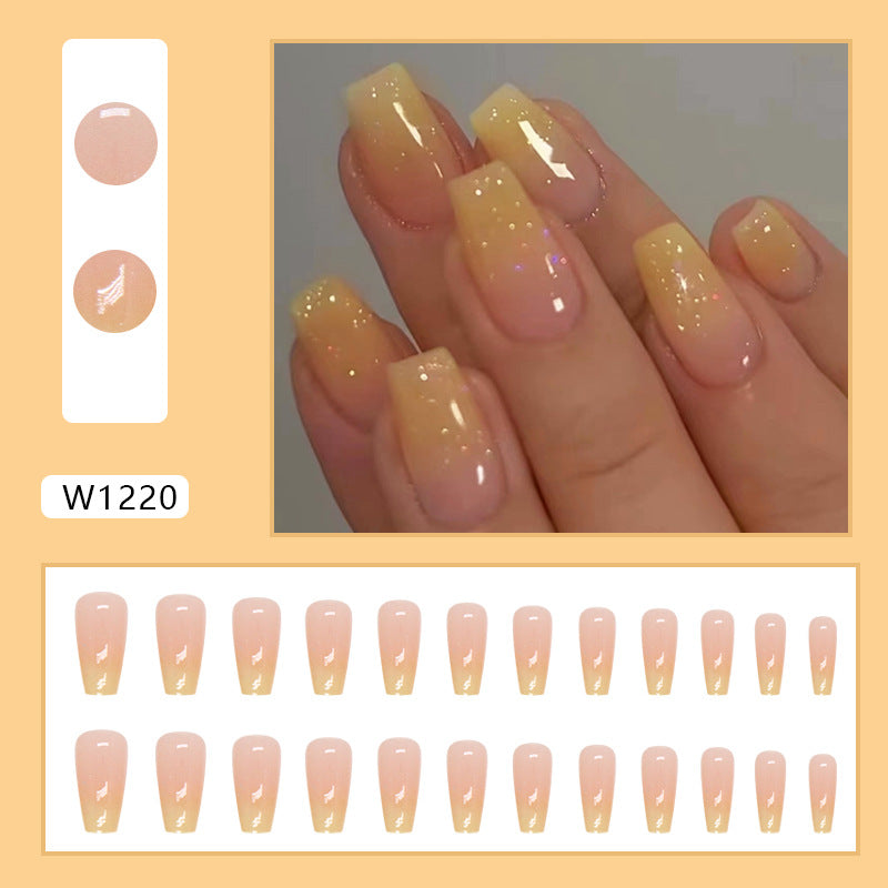 No.F111 Yellow Gradient Fingernails Patch 24pcs/Set