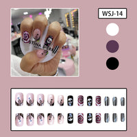 No.AW81 Halloween Black&White Fingernails Patch 24pcs/Set