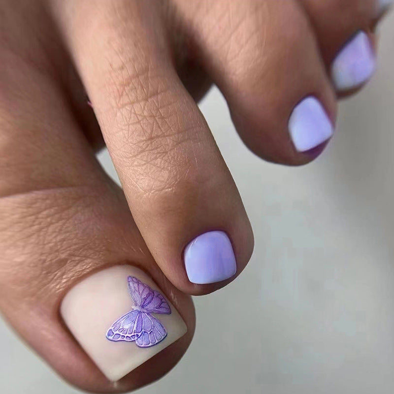 No.262 Romantic Purple Butterfly Toenails Patch 24pcs/Set