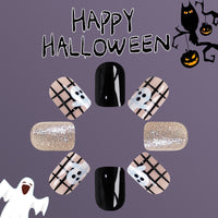 No.AW34 Halloween Flash Black Ghost Fingernails Patch 24pcs/Set