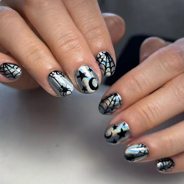 No.AW147 Halloween Spider Web Fingernails Patch 24pcs/Set