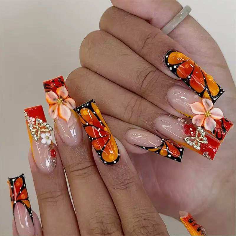 No.F711 Yellow Butterfly Print Fingernails Patch 24pcs/Set