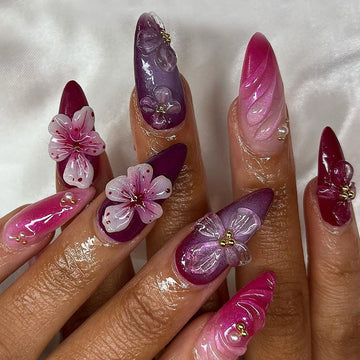 No.F437 Flowers Fingernails Patch 24pcs/Set
