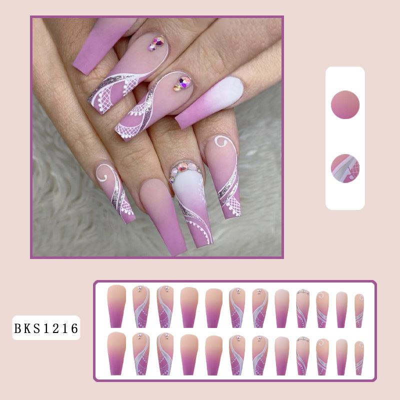 No.F547 Purple Fingernails Patch 24pcs/Set