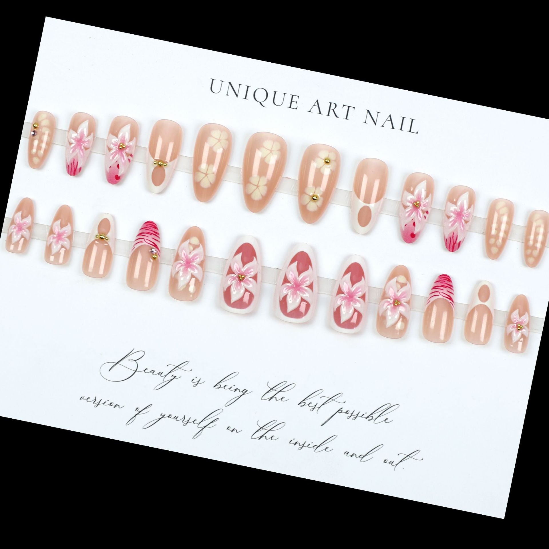 No.F487 3D Sweet Flowers Fingernails Patch 24pcs/Set