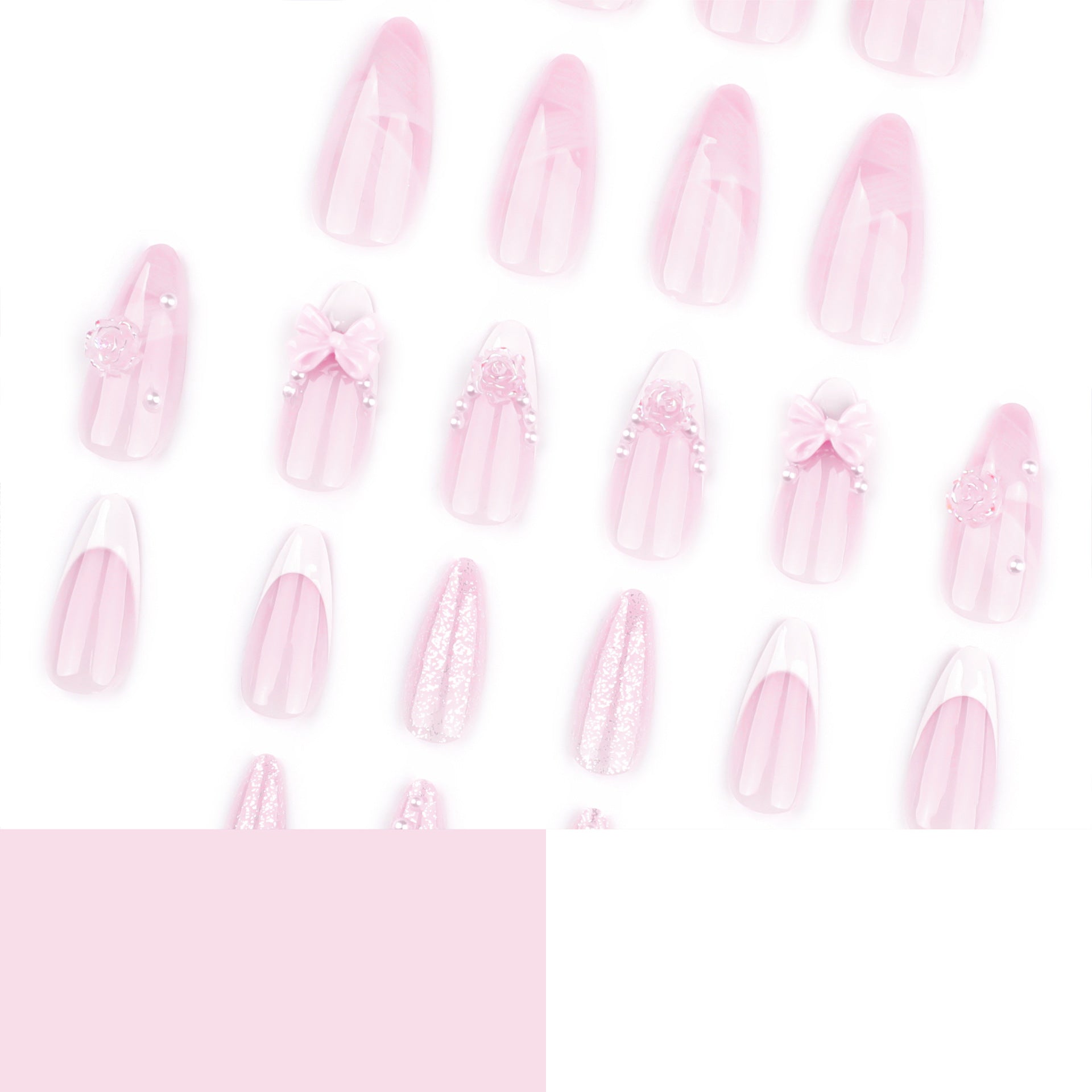 No.F634 Pink Butterfly Fingernails Patch 24pcs/Set