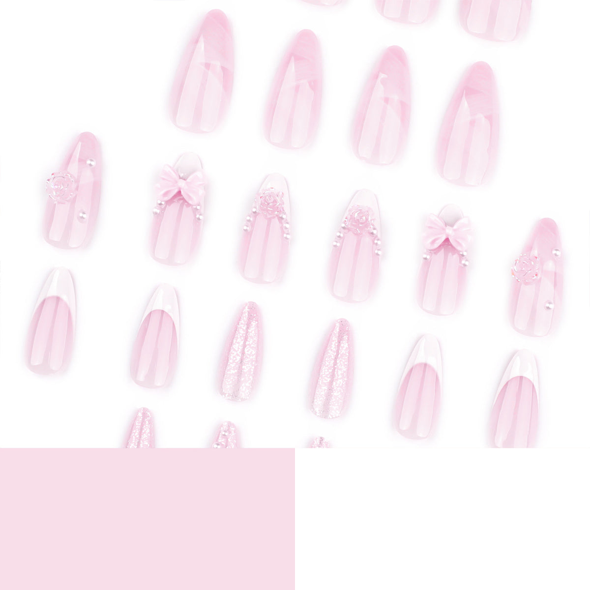 No.F634 Pink Butterfly Fingernails Patch 24pcs/Set