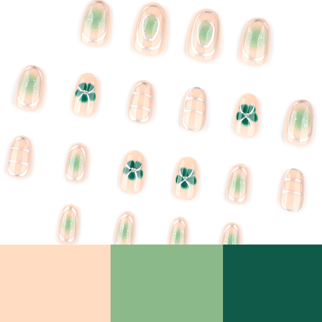 No.F427 Green Fingernails Patch 24pcs/Set