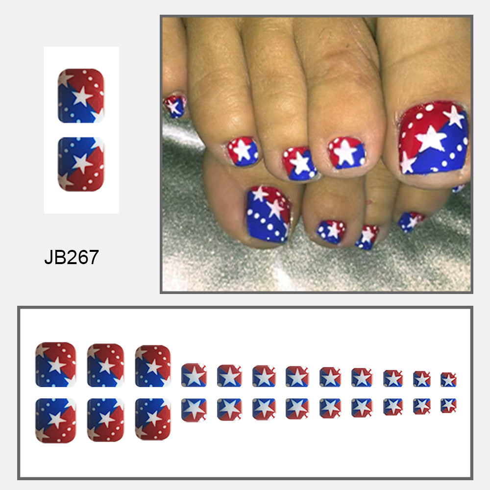 No.JNU19 4th of July Stars&Dots Toenails Patch – 24pcs