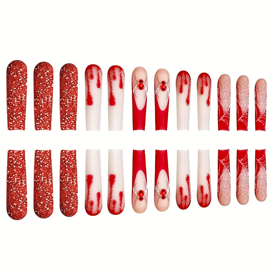 No.AW141 Halloween Flash Spider Fingernails Patch 24pcs/Set