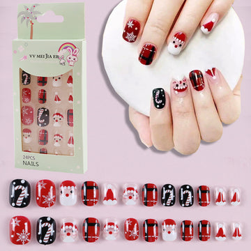 No.KD10 Christmas Mini Kids Press on Fingernails 24pcs/Set