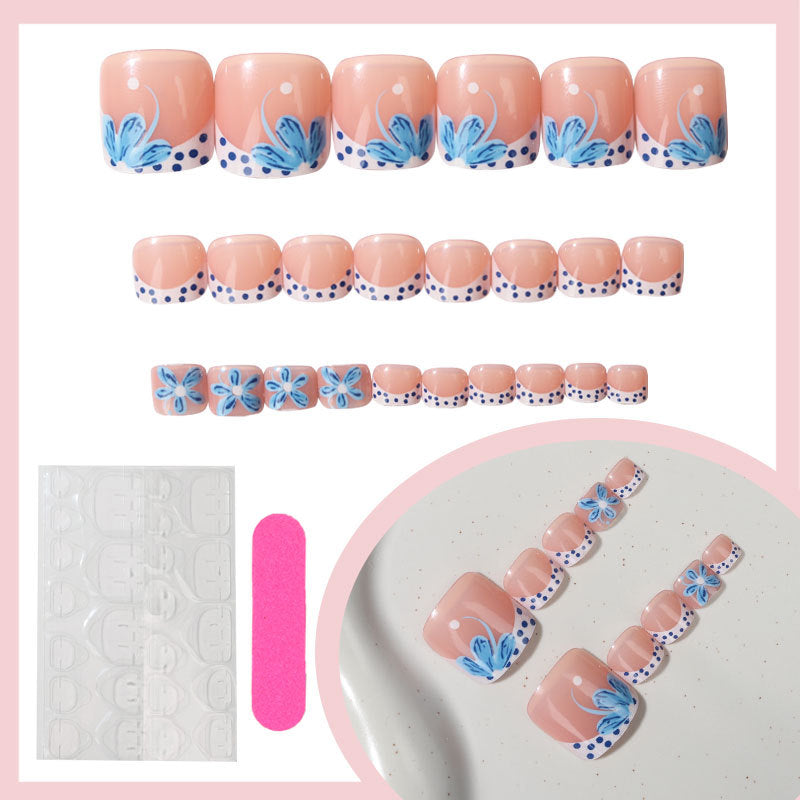 No.720 Blue Print Toenails Patch 24pcs/Set