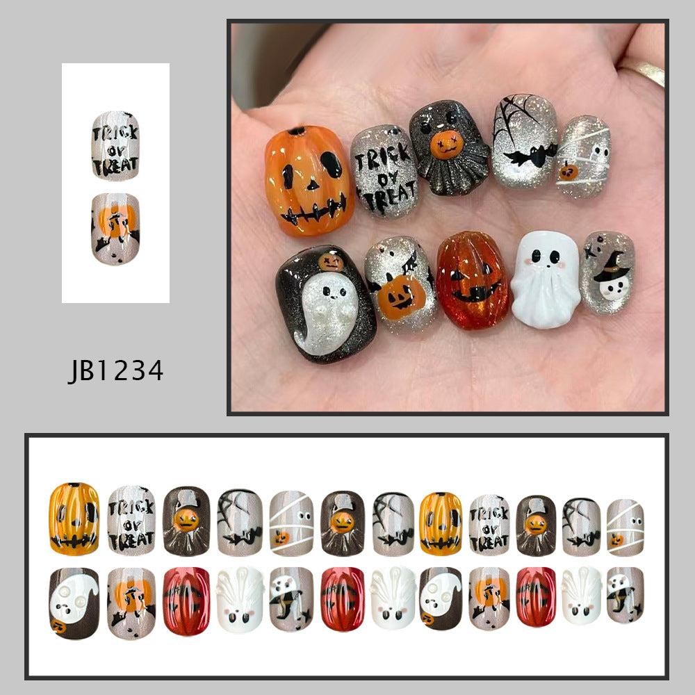 No.AW214 Halloween Ghost Pumpkin Fingernails Patch 24pcs/Set