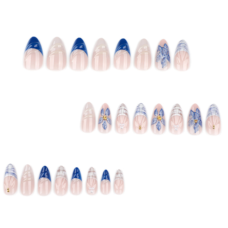 No.F436 Blue Ocean Waves Fingernails Patch 24pcs/Set