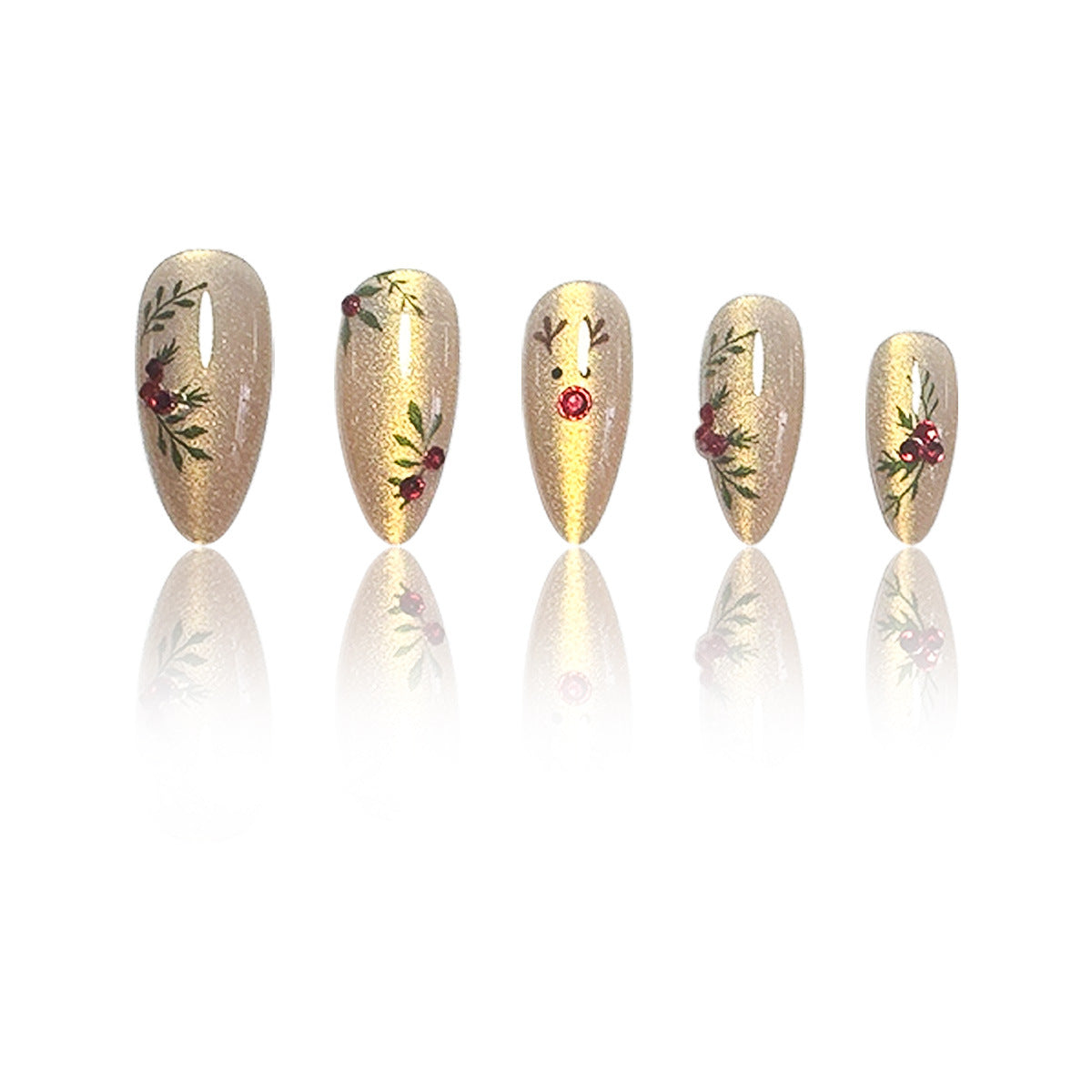 No.CM124 Christmas Gold Cat's Eye Fingernails Patch 24pcs/Set