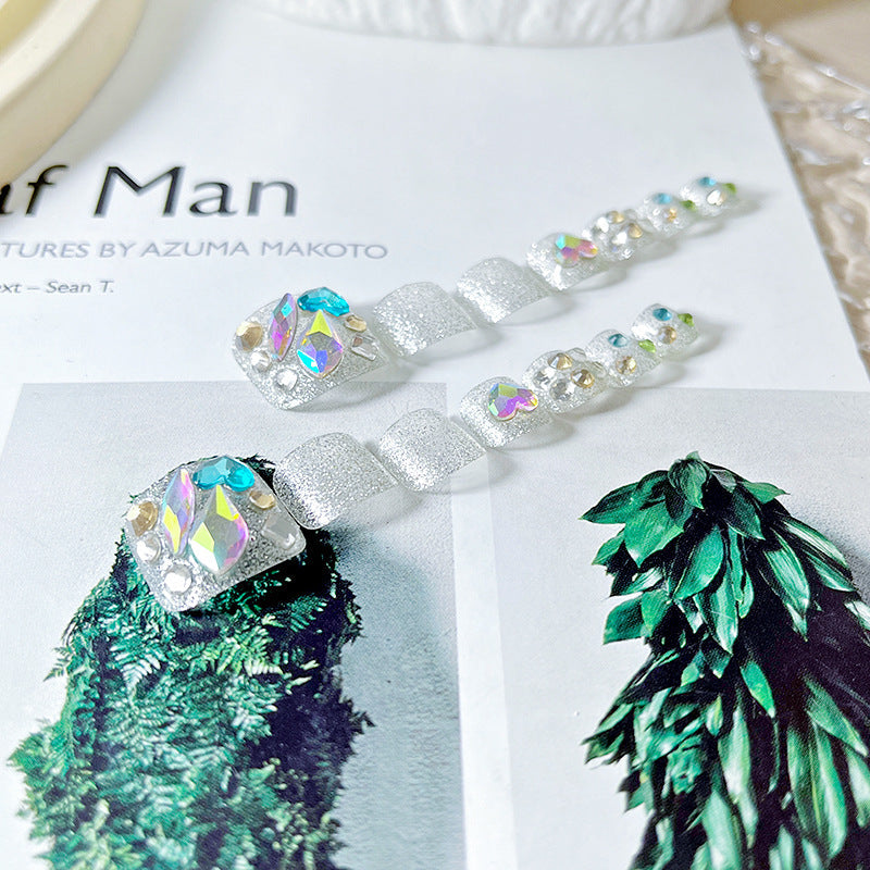 No.19 Colored Silver Glitter Sweet Press onToenail Patch 24pcs/Set