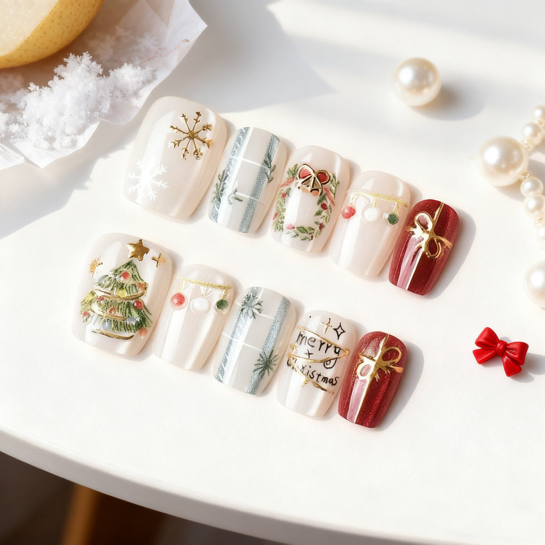 No.CM110 Christmas Snowflake Fingernails Patch 24pcs/Set