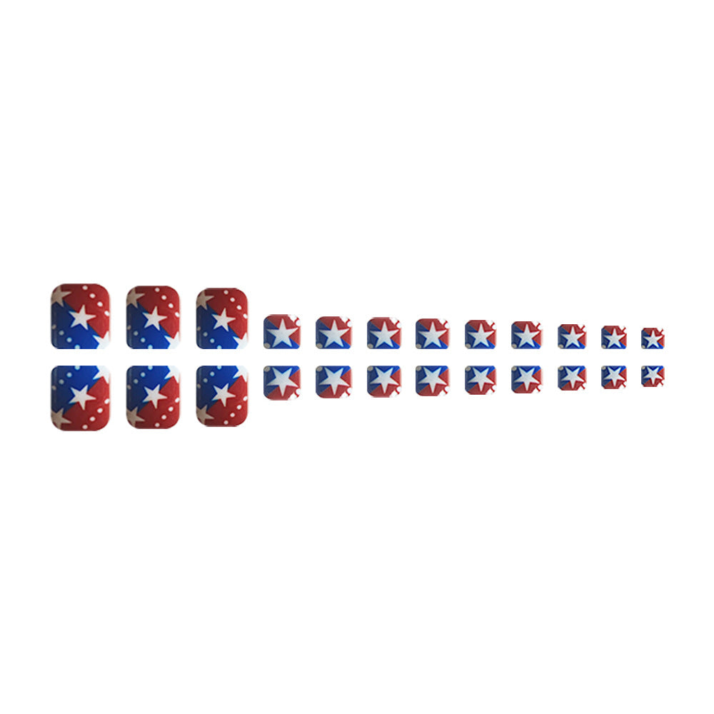 No.JNU19 4th of July Stars&Dots Toenails Patch – 24pcs