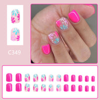 No.F105 Pink Flowers Fingernails Patch 24pcs/Set