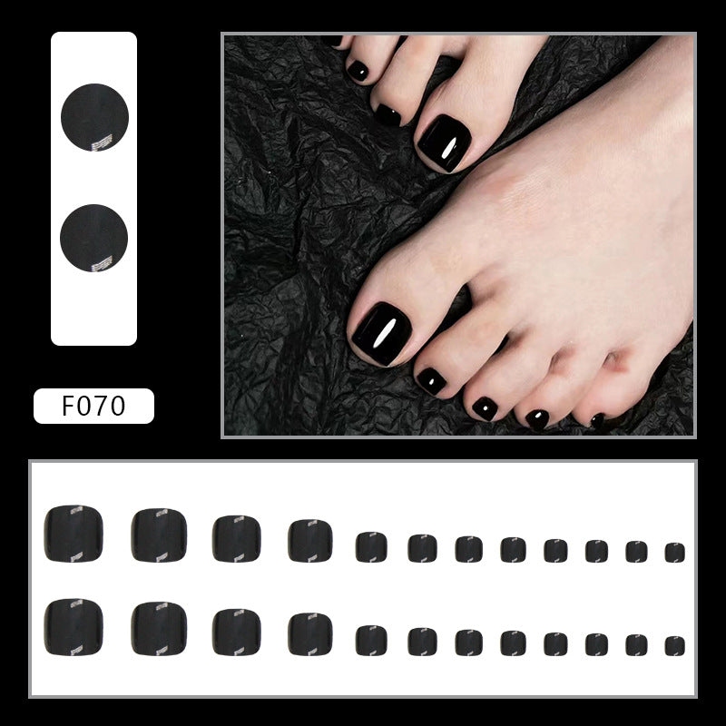 No.139 Black Glossy Press On Toenails 24pcs/Set