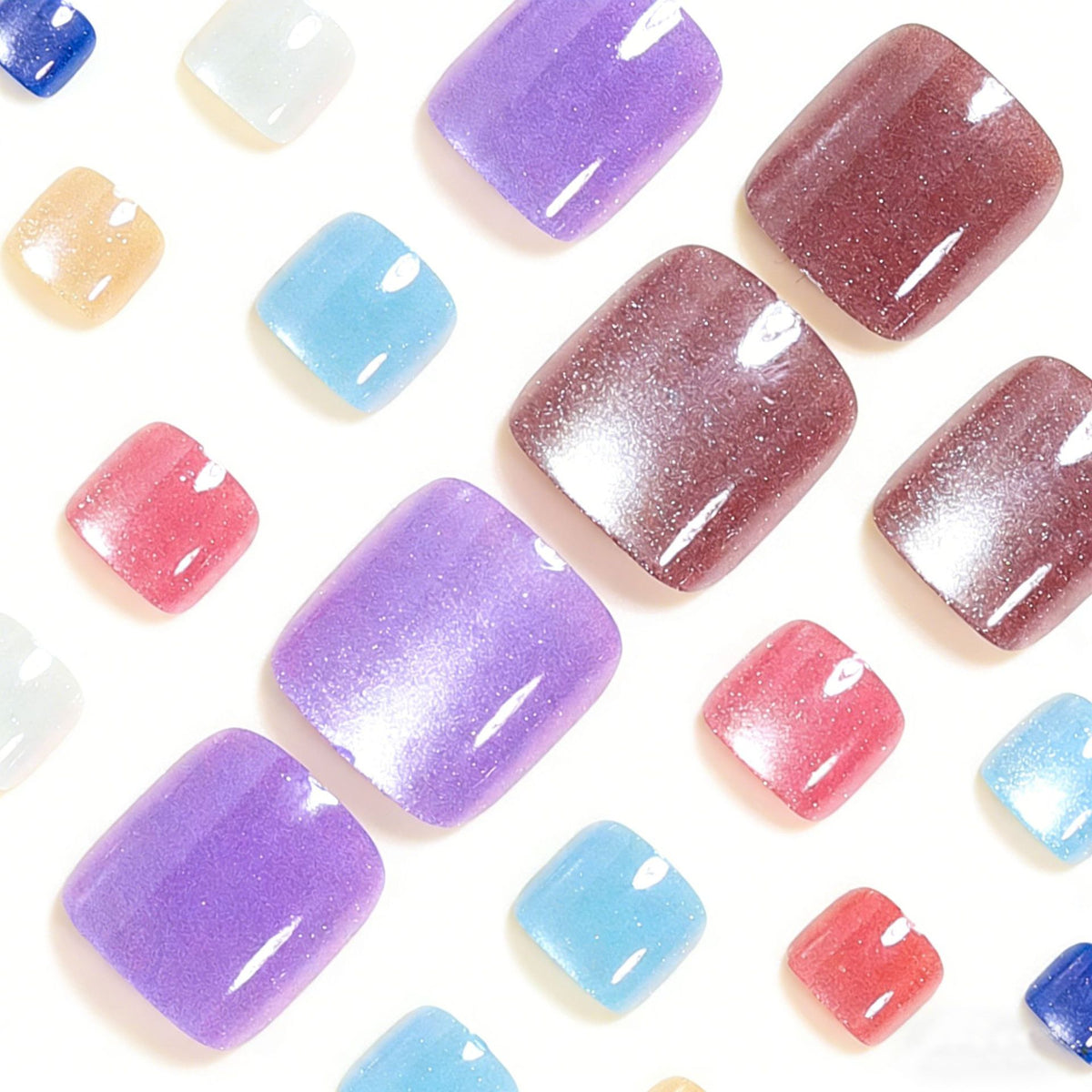 No.744 Colored Cat's Eye Toenails Patch 24pcs/Set