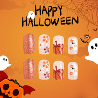 No.AW16 Halloween Short Glossy Ghost Flower Pumpkin Fingernails Patch 24pcs/Set