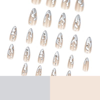 No.F162 3D Silver Fingernails Patch 24pcs/Set